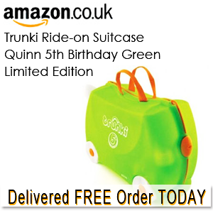 Trunki Ride-on Suitcase Quinn 5th Birthday Green Limited Edition